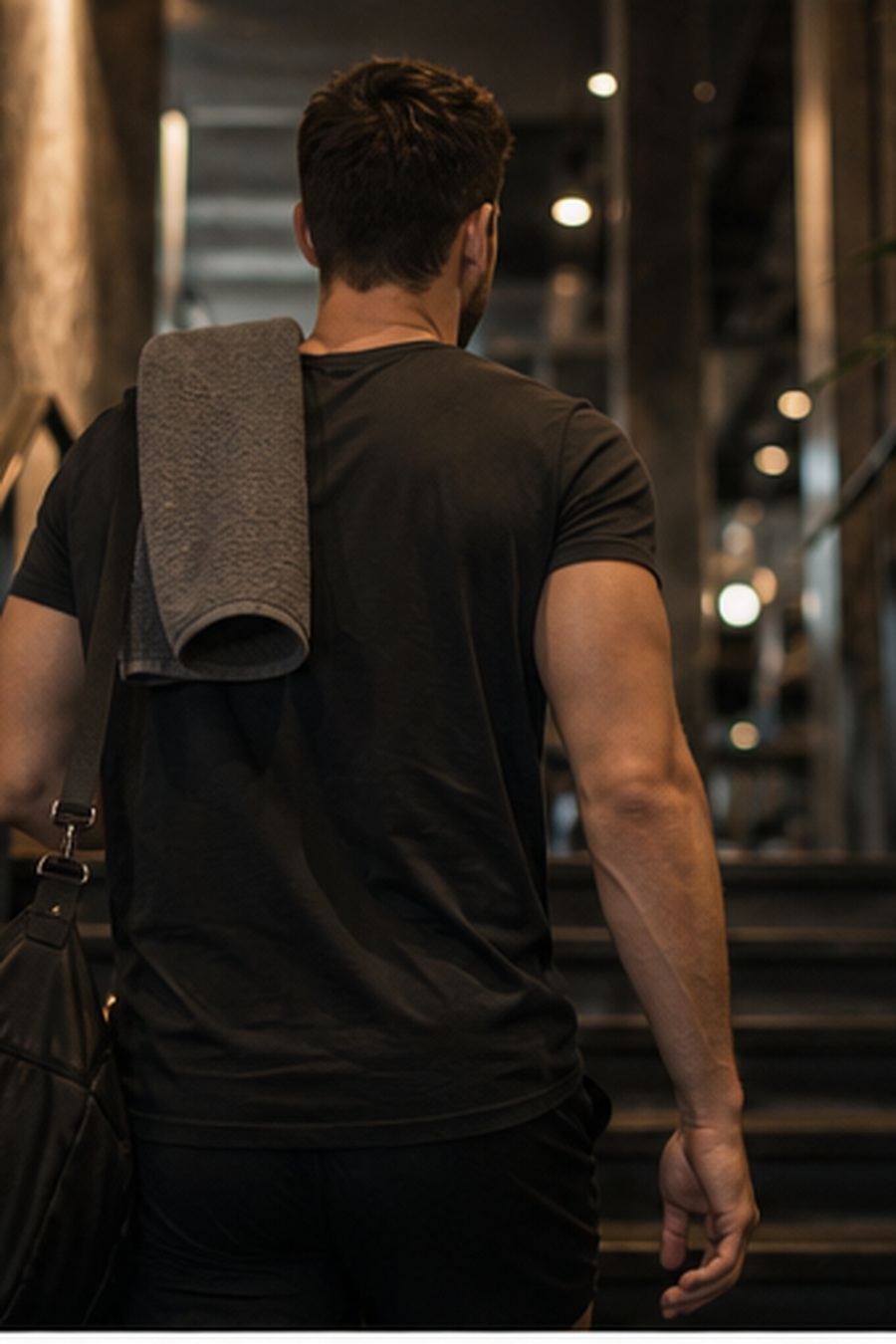 Iron Pass member walking upstairs into the gym after check-in